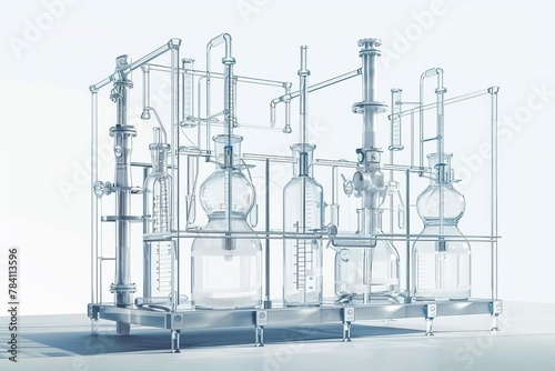 transparent glass biochemistry lab equipment isolated on white digital ilustration © Lucija