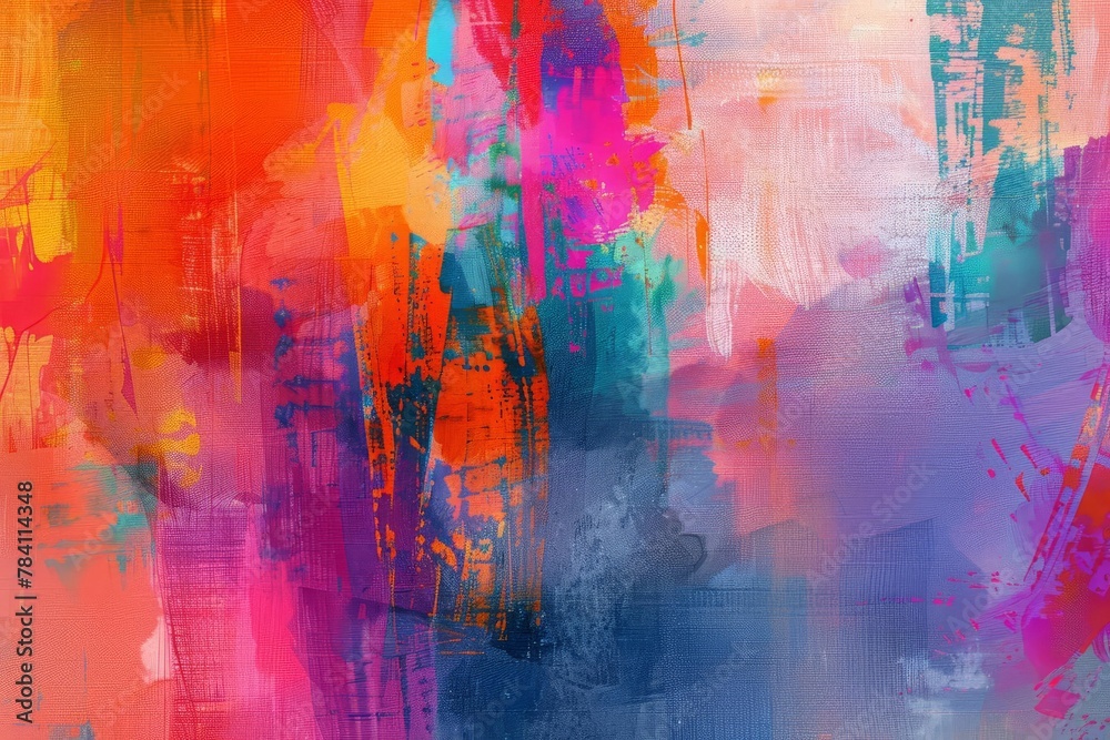 vibrant abstract watercolor painting with bright colors and expressive brush strokes on paper texture digital ilustration