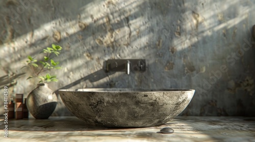 Vintage Ceramic Sink Basin with Gritty Texture and Worn Appearance in Dilapidated Room Interior