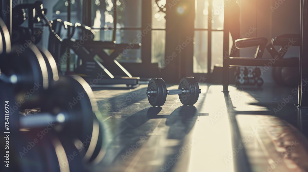 Fototapeta premium empty modern gym background interior with various equipment