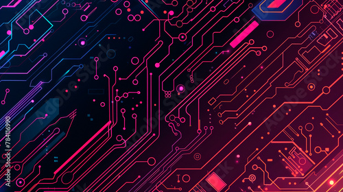 abstract technology and science background, neon lights and lines. © Aram