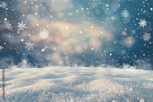 winter wonderland abstract background heavy snowfall with intricate snowflakes in the sky festive backdrop digital ilustration © Lucija