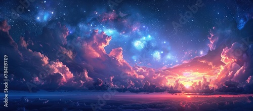 Breathtaking Cosmic Landscape with Ethereal Seascapes and Infinite Horizons