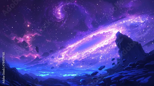 Captivating Celestial Dreamscape A Sweeping Galactic Panorama with Ethereal Luminescence