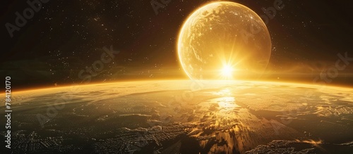 Celestial Odyssey A Breathtaking Interstellar Landscape of Glowing Planets and Cosmic Wonders
