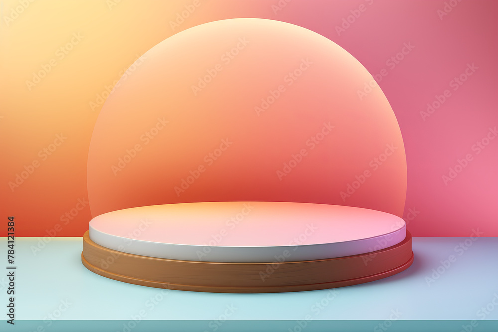 Pink and blue podium for product presentation Pink and blue podium for product presentation
