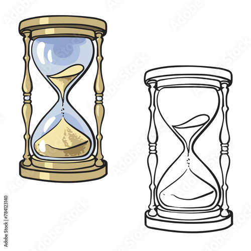 hourglass drawing vector illustrations. simple design outline style. you can give color you want.