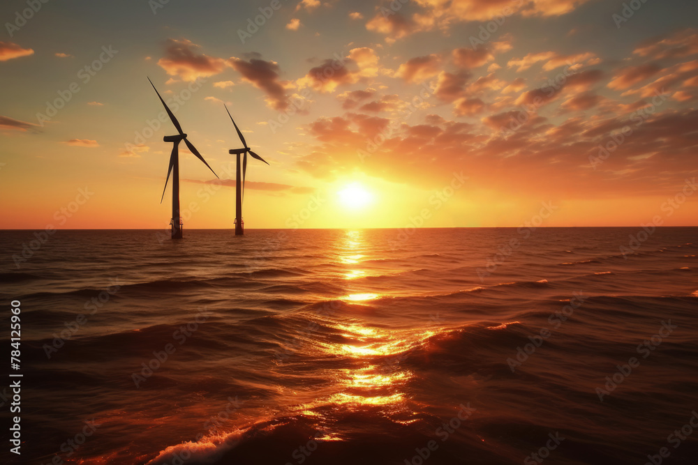 Offshore Wind Farm Generating Clean Energy