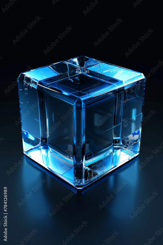An isolated 3D transparent cuboid An isolated 3D transparent cuboid