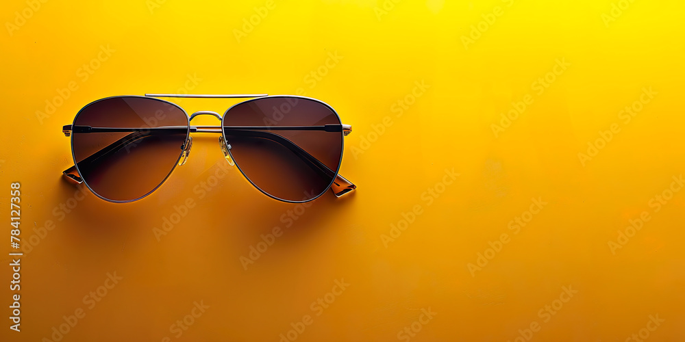Sunglasses, on yellow background Sunglasses, on yellow background