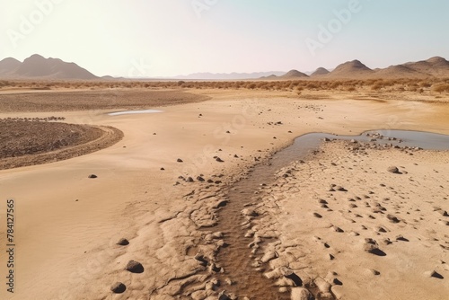 Water Scarcity in African Desert, Aerial Landscape of Arid Terrain