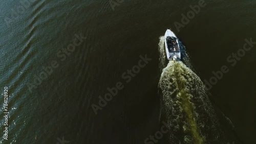 Boat Bulwar Piastowski Szczecin Most Odra Zachodnia Aerial View Poland photo