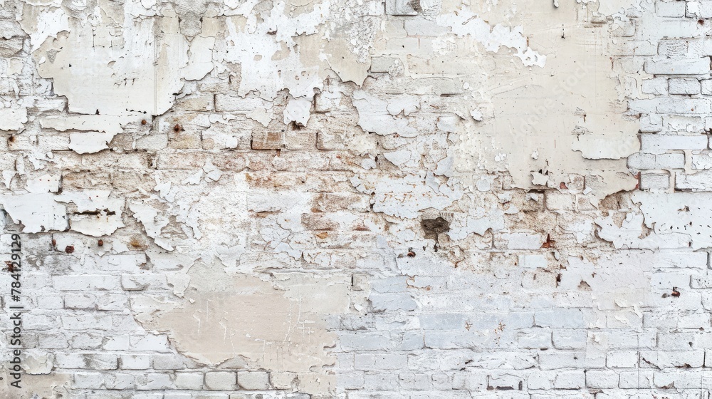 Empty Old Brick Wall Texture. Painted Distressed Wall Surface. Grungy Wide Brickwall. Grunge white Stonewall Background. Shabby Building Facade With Damaged Plaster. Abstract Web Banner. Copy Space. Empty Old Brick Wall Texture. Painted Distressed Wall Surface. Grungy Wide Brickwall. Grunge white Stonewall Background. Shabby Building Facade With Damaged Plaster. Abstract Web Banner. Copy Space.