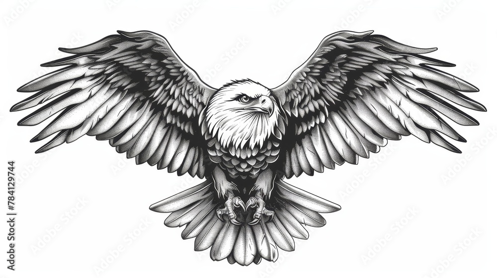 Obraz premium A bald eagle with its wings spread wide