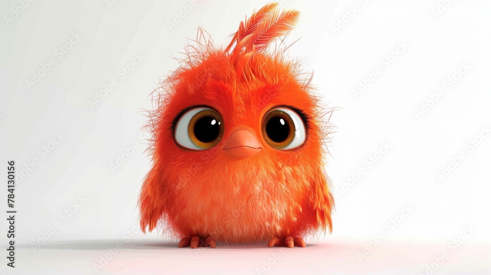Obraz premium A cute orange bird with big eyes
