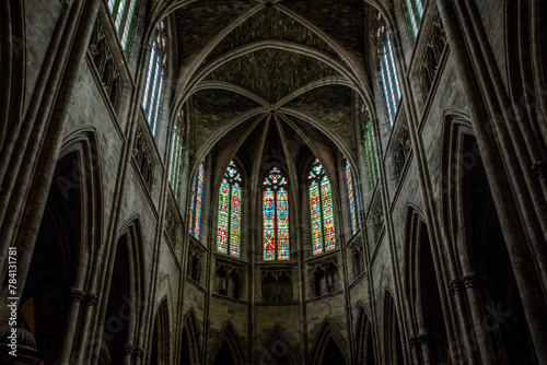 The interiors of the Primatial Cathedral of St Andrew of Bordeaux in the city of Bordeaux, France photo