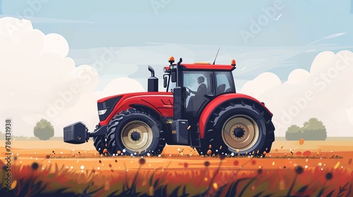 A farm tractor is specifically illustrated in a premium vector format, capturing the essential features of agricultural transport photo