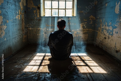 Guilt and remorse: The aftermath of a confession or discovery. Man in prison photo