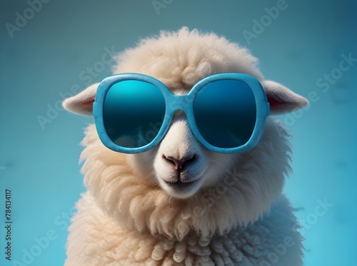 animal portrait lamb sheep grazing. Generative AI © Hs 