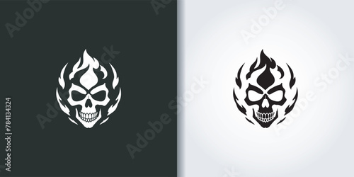 skull fire logo set