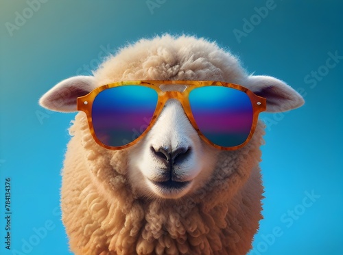 animal portrait lamb sheep grazing. Generative AI photo