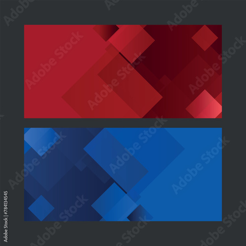 banner de cuadros azules y rojos, patrón de cuadros degradados azules y rojos © jose