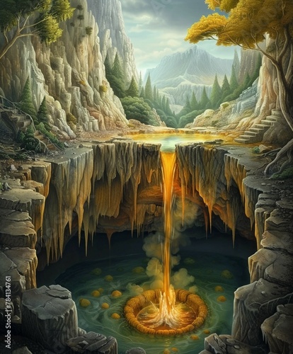 Bask in the Inferno Geyser, where water bursts from the ground like an erupting volcano , Scifi Tone