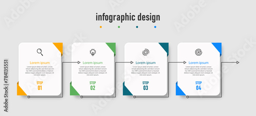 Infographics design business template timeline with 4 steps or options. can be used for workflow diagram, info chart, web design. vector illustration.