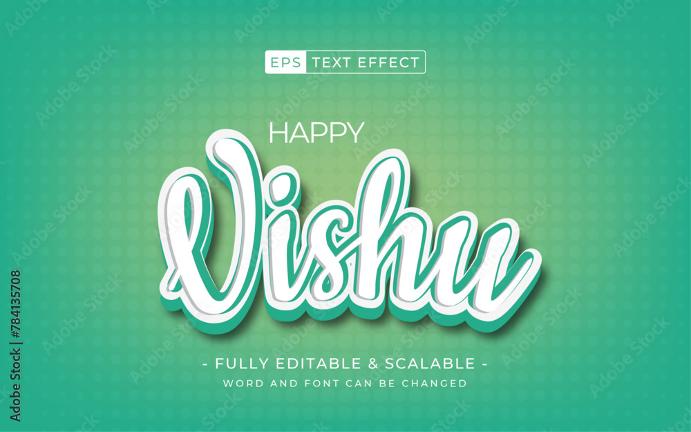 Happy Vishu greetings editable text effect. April 14 Kerala festival with Vishu Kani