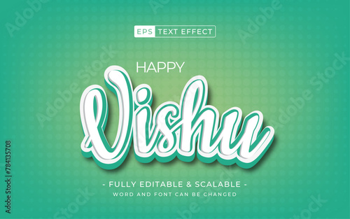 Happy Vishu greetings editable text effect. April 14 Kerala festival with Vishu Kani