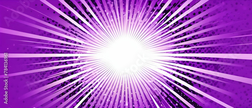 Abstract purple rays background with halftone. Sunburst abstract background. Pop art comics book cartoon magazine style.