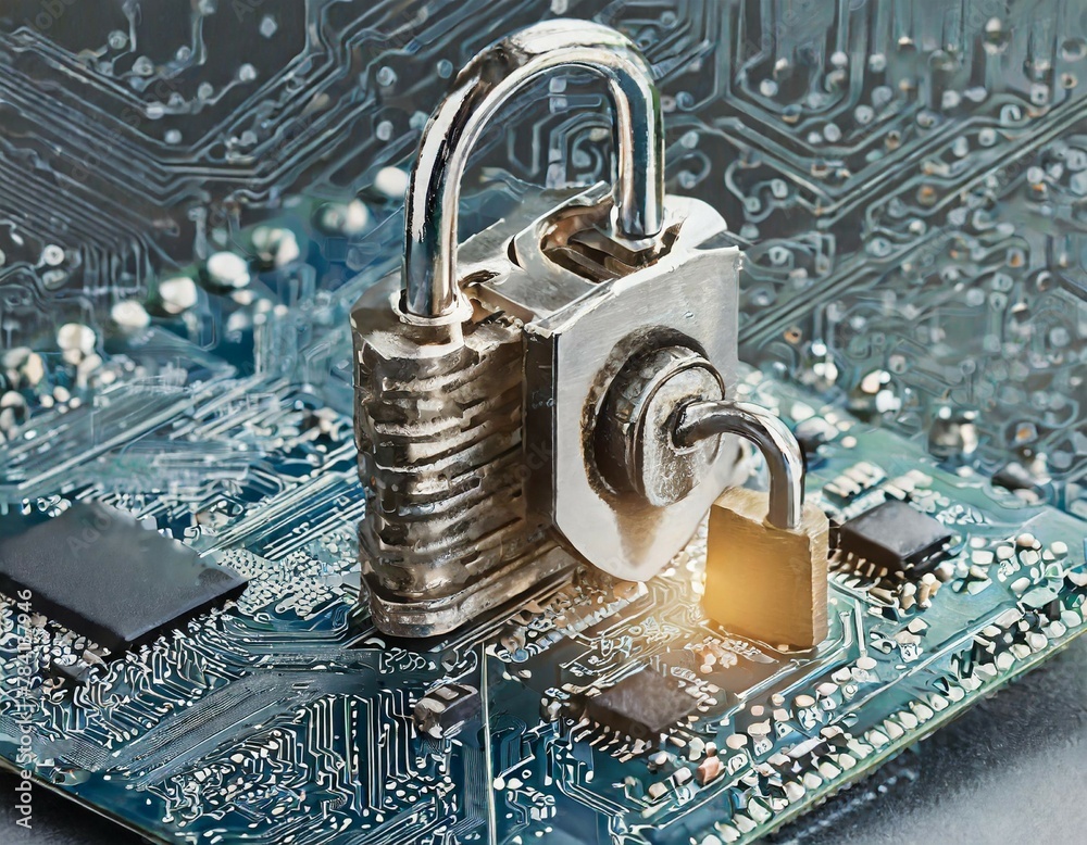 secure connection or cybersecurity service concept of compute ...