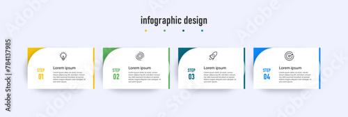 Infographics design business template. timeline with 4 steps or options. can be used for workflow diagram, info chart, web design. vector illustration.