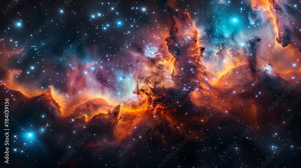 Behold the ethereal beauty of a celestial nebula, a captivating display of cosmic magnificence that leaves us in wonder.