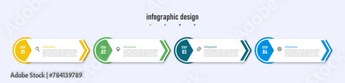 Infographics design template timeline with 4 steps or options. can be used for workflow diagram, info chart, web design. vector illustration.