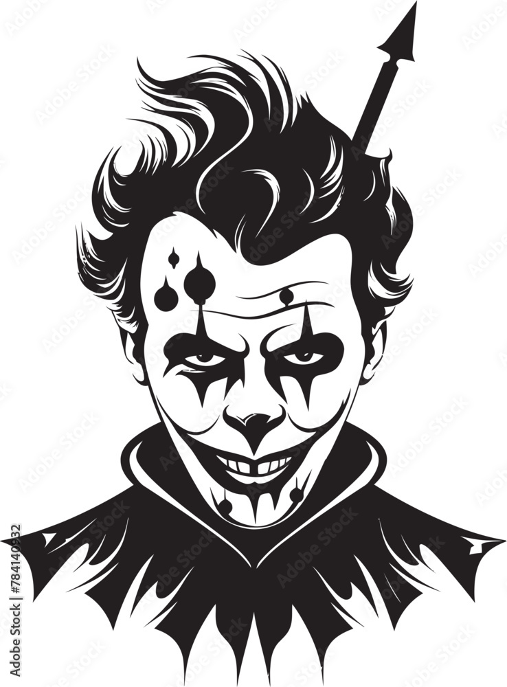 Creepy Cabaret Spooky Clown Symbol Phantom Playhouse Sinister Clown Logo Design
