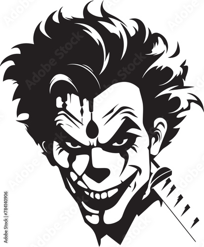 Ghostly Grin Creepy Clown Emblem Twisted Trickster Sinister Clown Symbol