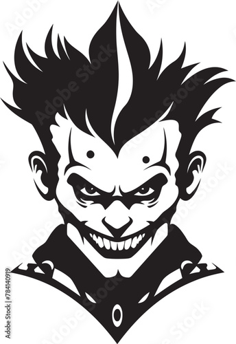 Dark Delight Eerie Clown Logo Spectral Surprise Creepy Clown Vector
