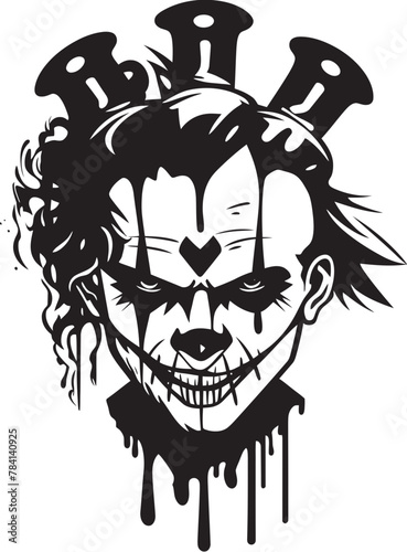 Wicked Whimsy Sinister Clown Icon Midnight Madness Eerie Clown Emblem