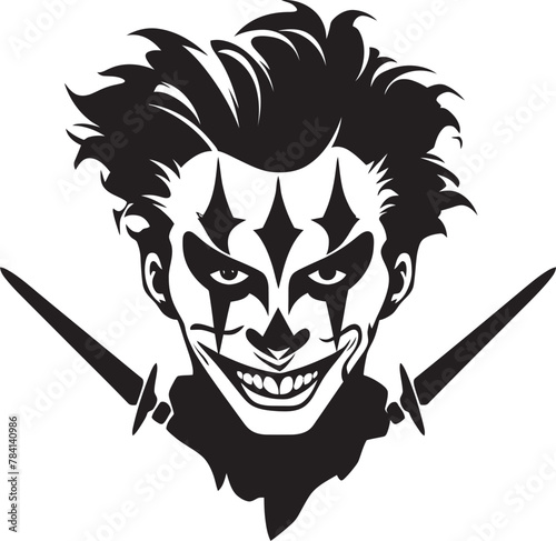 Macabre Mirth Creepy Clown Logo Design Sinister Spectacle Eerie Clown Vector Icon