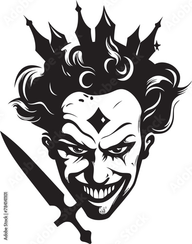 Twisted Troupe Sinister Clown Emblem Eerie Entertainer Creepy Clown Symbol Icon