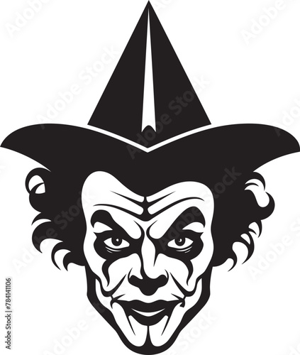 Sinister Sideshow Chilling Clown Symbol Icon Macabre Masquerade Creepy Clown Logo