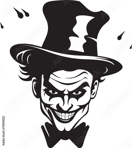 Twisted Trickery Sinister Clown Vector Icon Dark Demeanor Creepy Clown Emblem