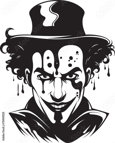 Nightmare Nonsense Eerie Clown Logo Design Ghastly Giggles Creepy Clown Vector Icon