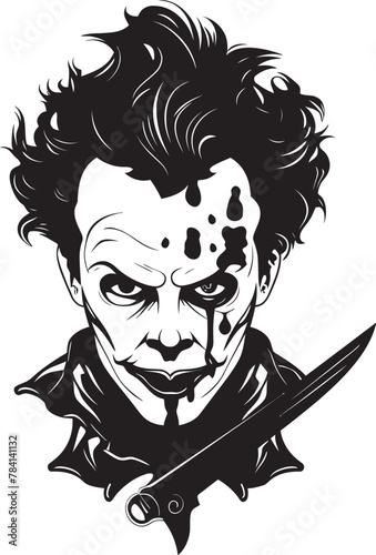 Twisted Tease Creepy Clown Logo Design Shadowed Smiles Sinister Clown Vector Icon