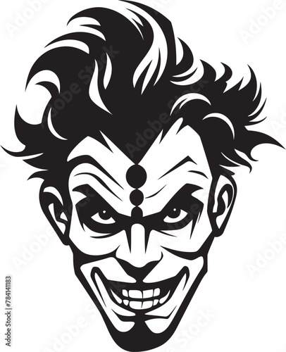 Haunting Hilarity Eerie Clown Vector Icon Macabre Mirth Creepy Clown Emblem