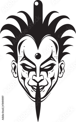 Twisted Trickery Creepy Clown Vector Icon Dark Demeanor Sinister Clown Emblem