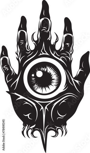 Diabolic Vision Demons Clutch on Eyeball Icon Design Sinful Surveillance Devils Hold on Eyeball Symbol
