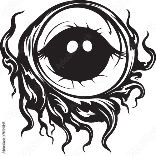 Abyssal Vision Devils Grip on Ocular Icon Design Malefic Gaze Demon Hand and Eyeball Vector Logo photo