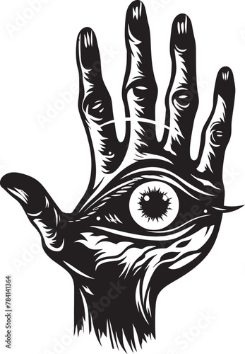 Hellfire Vision Devil Hand Holding Eyeball Vector Icon Sinister Stare Demons Clasp on Eyeball Symbol